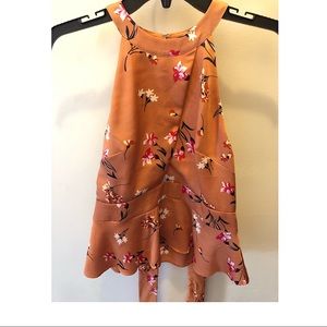 EXPRESS sexy floral sleeveless peplum blouse